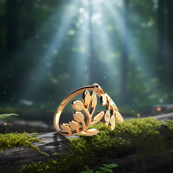 🆕️14K Gold Plated Stainless Steel Adjustable Trendy Statement Fashion Leaf Ring - Picture 6 of 12